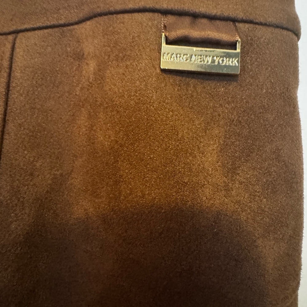 Marc New York Faux Suede Brown Straight Leg Women's Pants - Picture 2 of 4